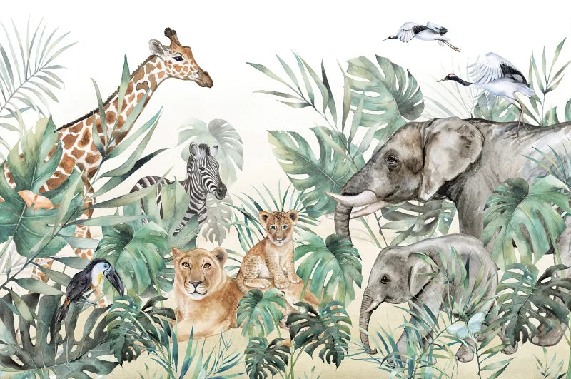 Safari aquarelle — papier peint panoramique