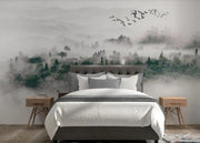Envol dans la brume — motif 20, mise en situation dans une chambre