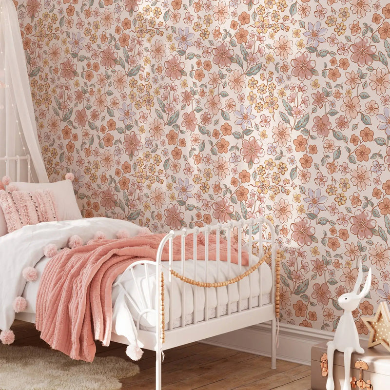 Fleurettes rosées — papier peint autocollant