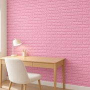 Revêtement mural Briques de caractère, Rose, en situation dans un coin bureau.