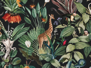 Bestiaire tropical — motif 13, détail de la girafe et des fleurs du papier peint