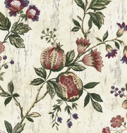 Bestiaire tropical — motif 15, détail des têtes florales et des petites clochettes du papier peint
