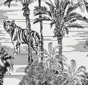 Bestiaire tropical — motif 3, détail du tigre et des palmes du papier peint