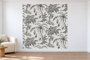 Bestiaire tropical — motif 9, papier peint dans un salon