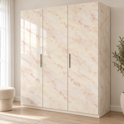 Adhésif décoratif effet marbre crème rosé — mise en situation sur armoire