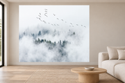 Envol dans la brume — motif 17, papier peint panoramique dans un salon