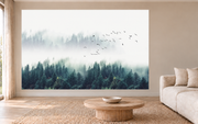 Envol dans la brume — motif 18, papier peint panoramique dans un salon