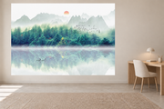 Envol dans la brume — motif 3, papier peint panoramique dans un bureau