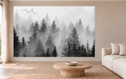 Envol dans la brume — motif 7, papier peint panoramique dans un salon