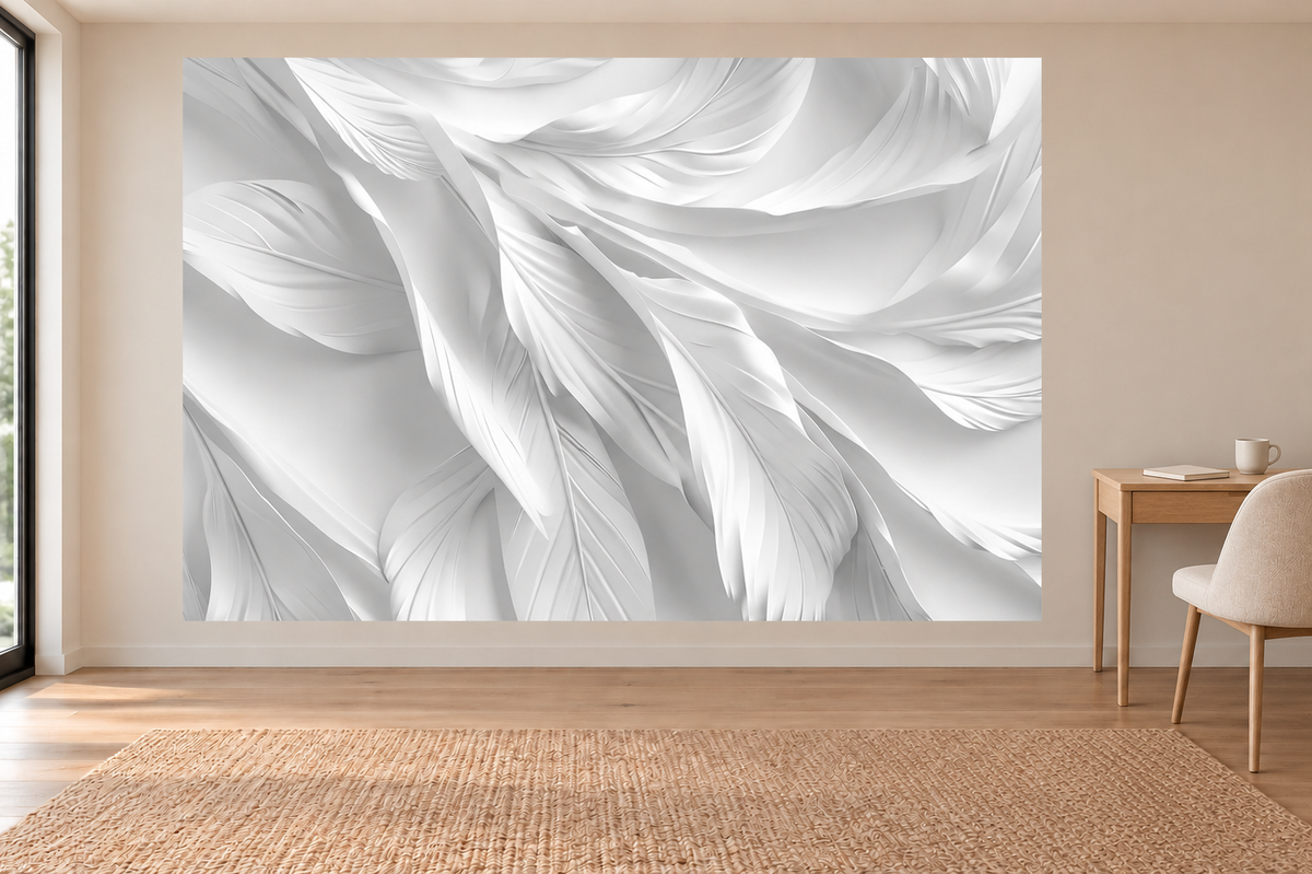 Feuilles de lumière — motif 2, papier peint panoramique dans un bureau