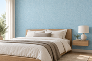 Maille de lin — Bleu clair — aspect lin, revêtement mural dans une chambre paisible.