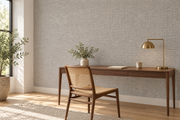 Maille de lin — Gris et blanc — aspect lin, revêtement mural dans un bureau à domicile.